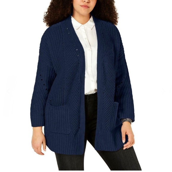 Style & Co. Sweaters - Style & Co 2X Plus Size Chenille Navy Cardigan